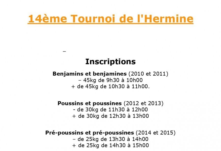 Tournoi de l'hermine organisé par Yffiniac Judo